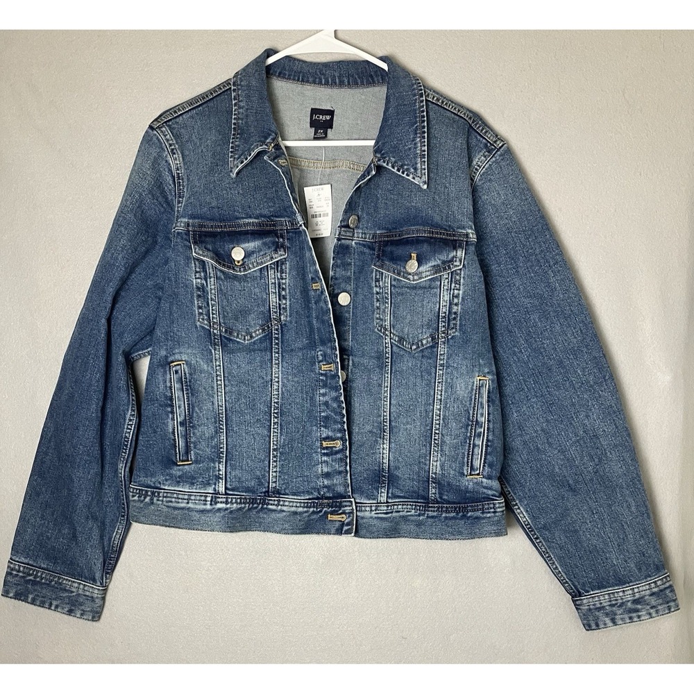 J.CREW  Blue Denim Jacket Women's 2X NWT Trucker American Casual Minimalist